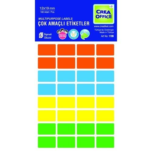 12 X 19 mm Renkli Boş Etiket Ofis Etiketleri