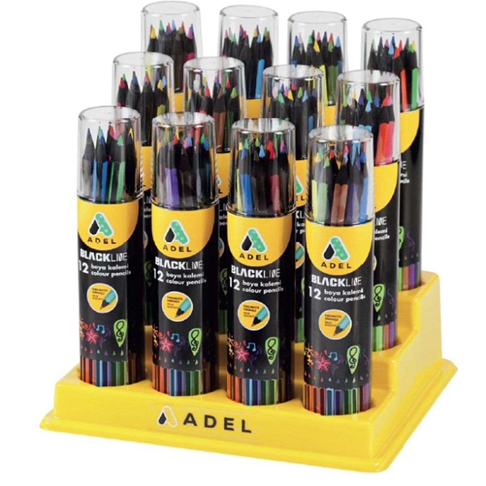 Adel Blackline Kuru Boya Kalemi 12 Renk Metal Tüp