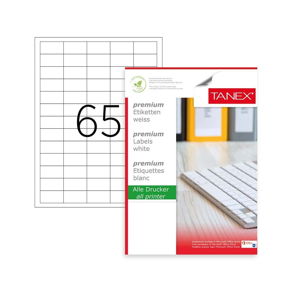 Tanex TW-2165 Laser Etiket 38,1x21,2 mm