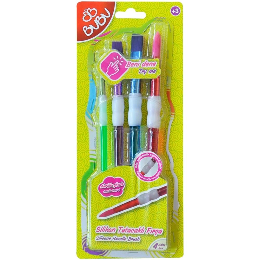 Bu-Bu Silikon Tutacaklı Fırça Seti 4 Lü BUBU-FR0003