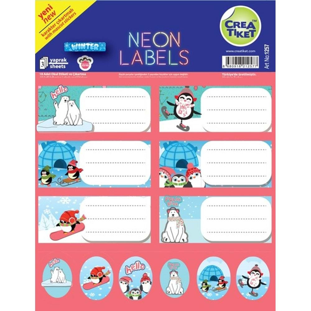 Winter Neon Defter Etiketleri ( 3 Yapraklı Paket)