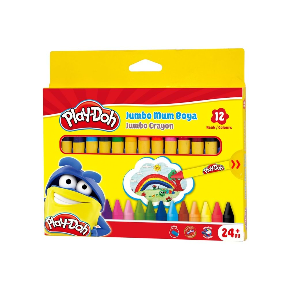 Play-Doh Silinebilir Jumbo Crayon (Mum) Boya 12 Renk