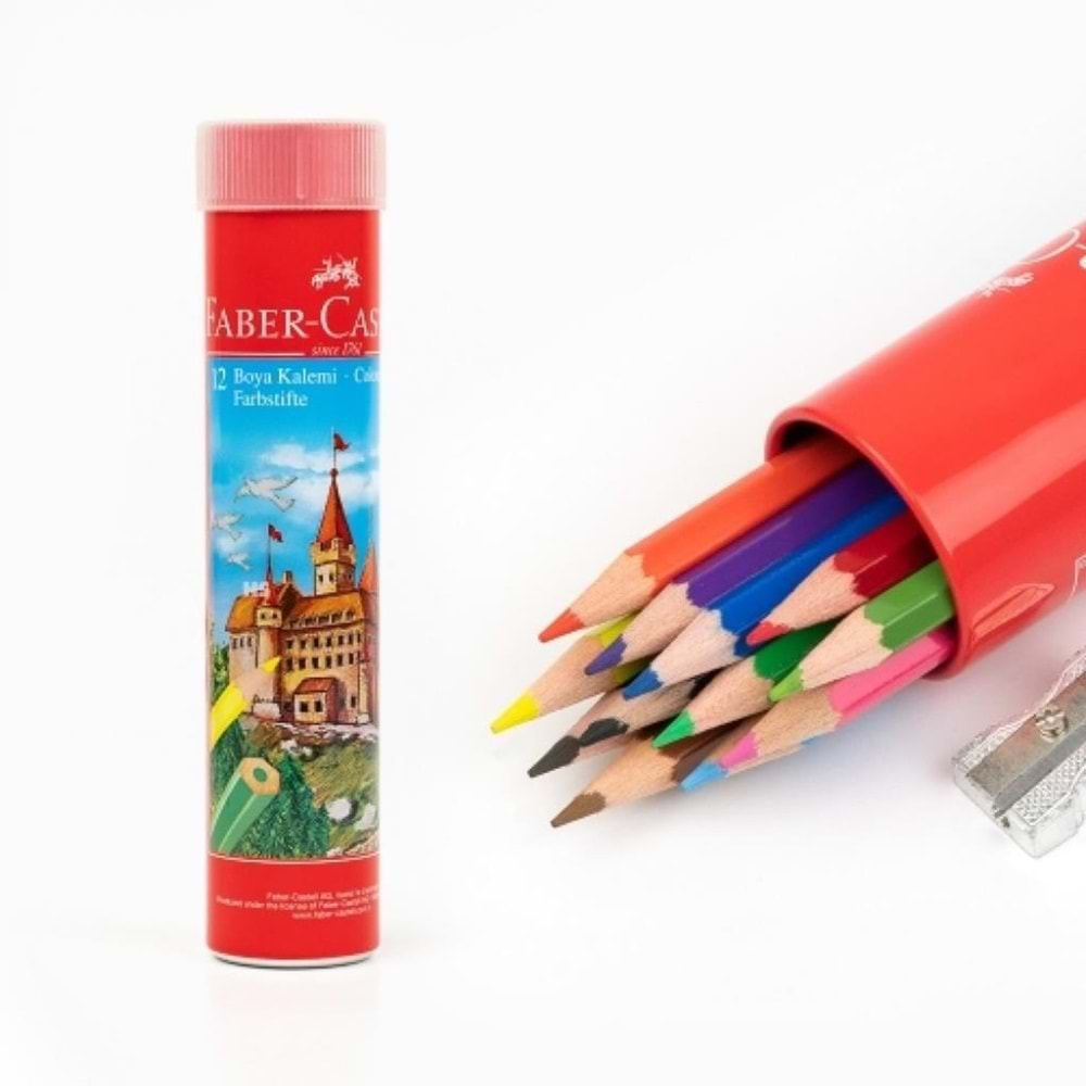 •Faber-Castell 12 Li Metal Yuvarlak Kuru Boya