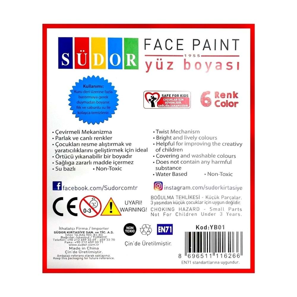 Südor Yüz Boyası 6 Renk
