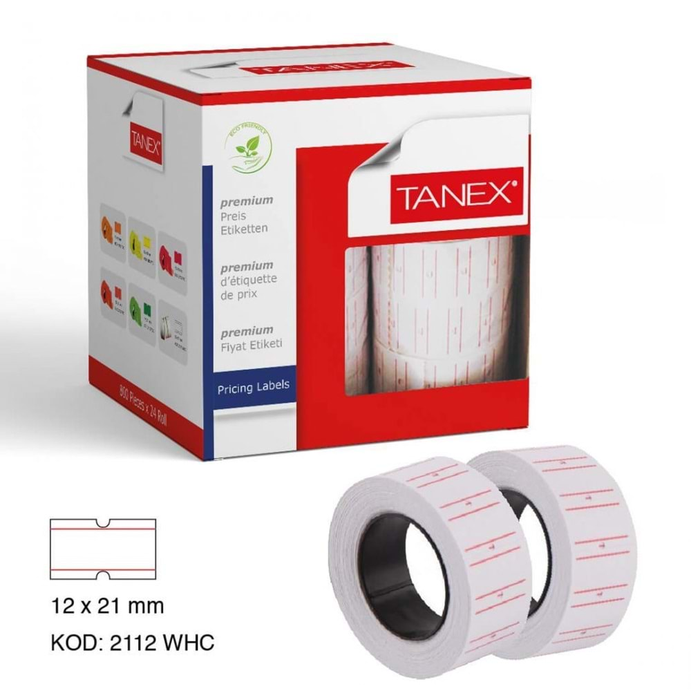 Tanex 12Mmx21 Mm Fiyat Etiketi Beyaz (1 Adet)