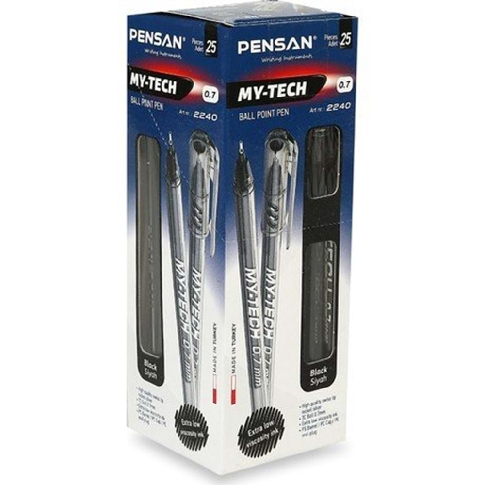 Pensan Tükenmez My-Tech 0.7 Siyah 2240 25 Li