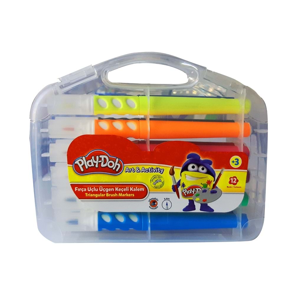 Play-Doh Üçgen Fırça Uçlu Keçeli Kalem Pp Kutu 12 Renk