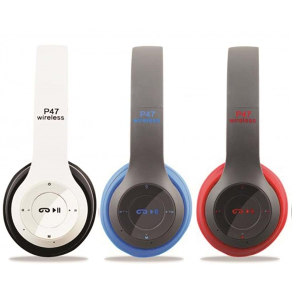 P47 Wıreless 5.0+Edr Mavi Bluetooth Kablosuz Mp3 Çalar Kulaklık