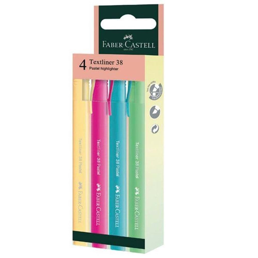 Faber-Castell Fosforlu Kalem 38 Pastel 4 lü Paket