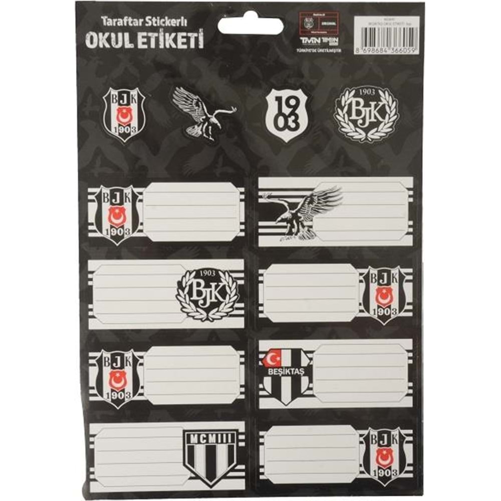 Beşiktaş Stickers + Okul Etiketi - 3 Yaprak
