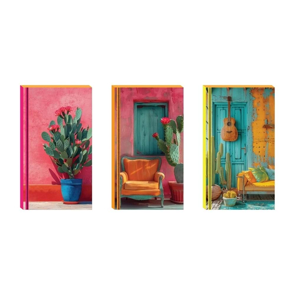 Lilamor Kaktüslü Çizgili Defter 9x16 48 Sayfa