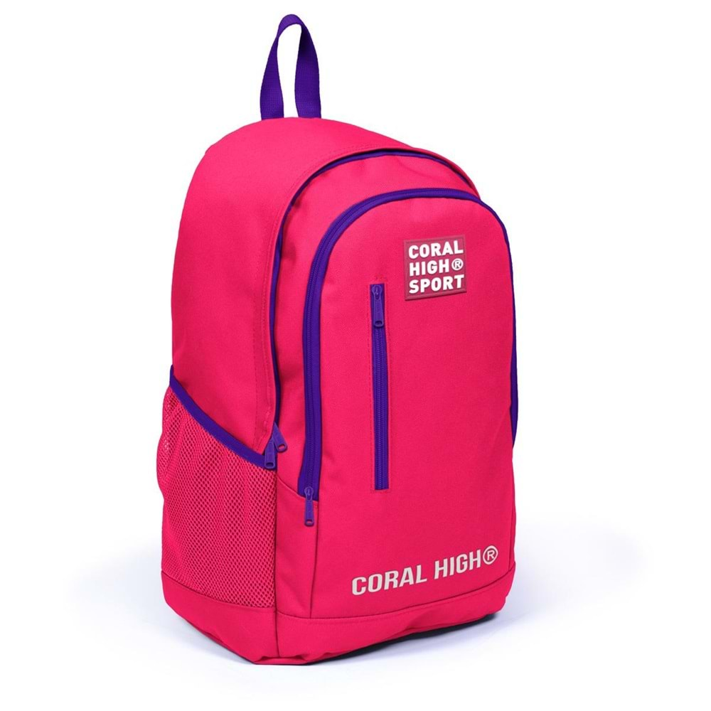 Coral High Sport Neon Mercan Mor Üç Bölmeli USB Şarjlı Kulaklık Çıkışlı Sırt Çantası 23235