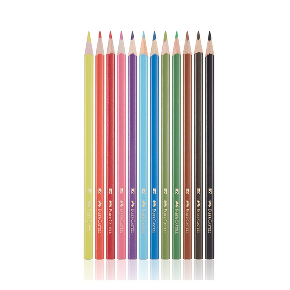 Faber-Castell Kuru Boya Kalemi Üçgen 12 Renk Tam Boy