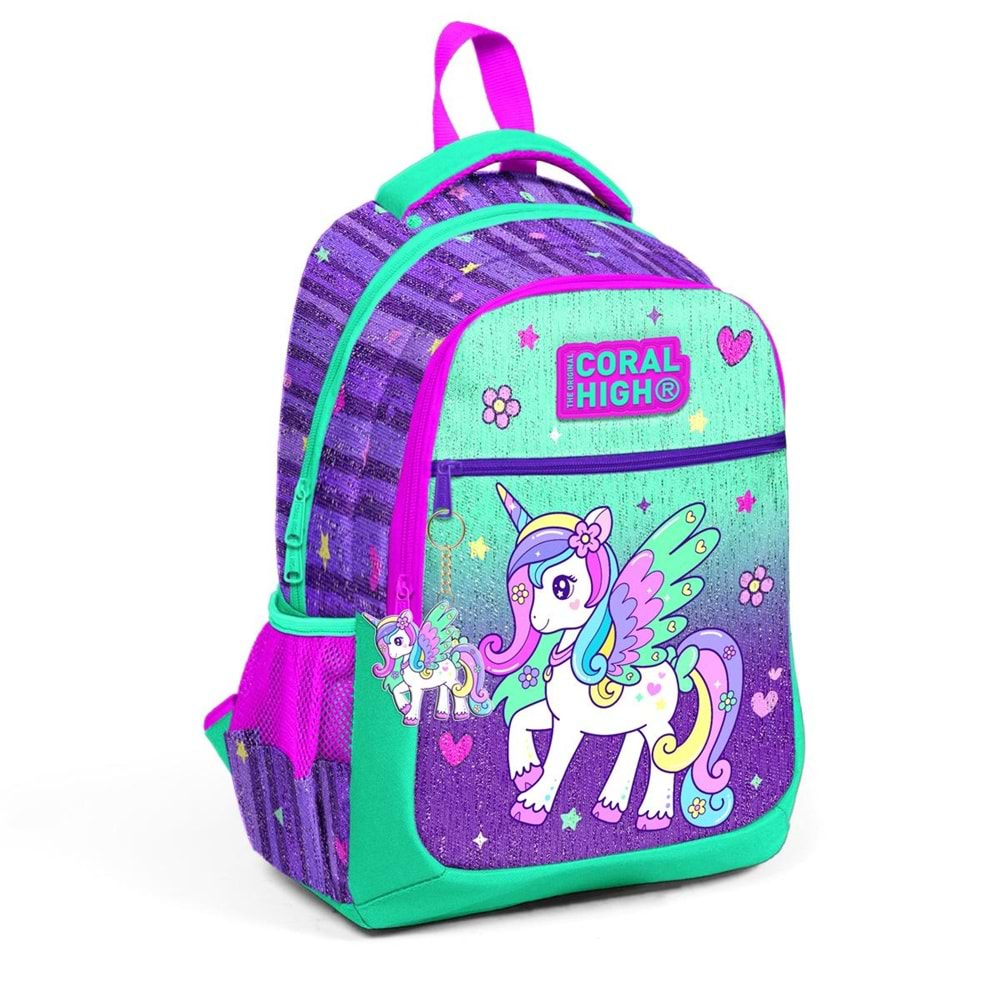 Coral High Kids Mor Su Yeşili Unicorn Desenli Okul Çantası 23487