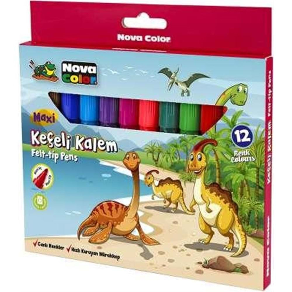 Nova Color Keçeli Kalem 12 Li Set Maxi Nc-873