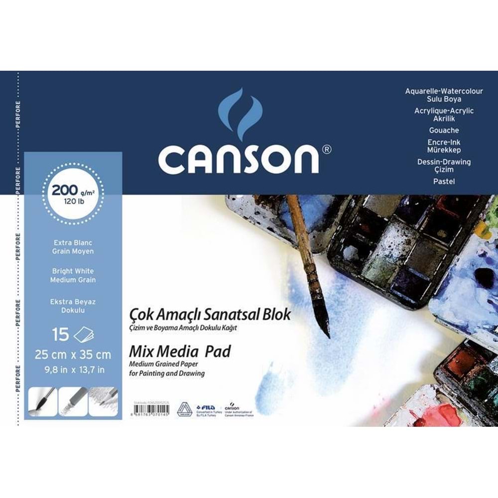 Canson 25X35 cm 15 Yp. Çok Amaçlı Resim Blok 200 Gr