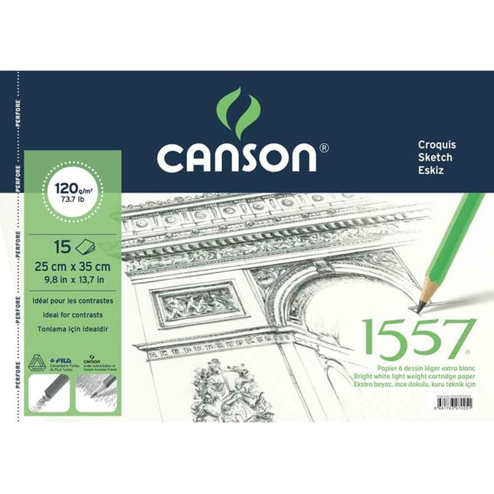 Canson 25x35 cm 15 Yp. Resim ve Çizim Blok Defteri Spiralli 120 Gr.