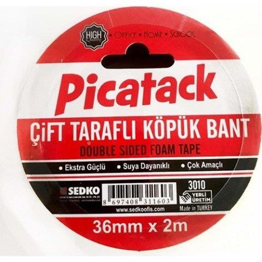 Picatack Çift Taraflı Köpük Bant 36mmx2m