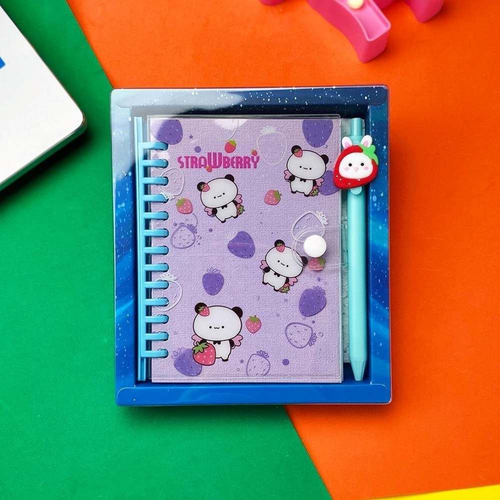 Strawberry Tasarımlı Günlük Defter Ve Kalem Set (BM-1086)