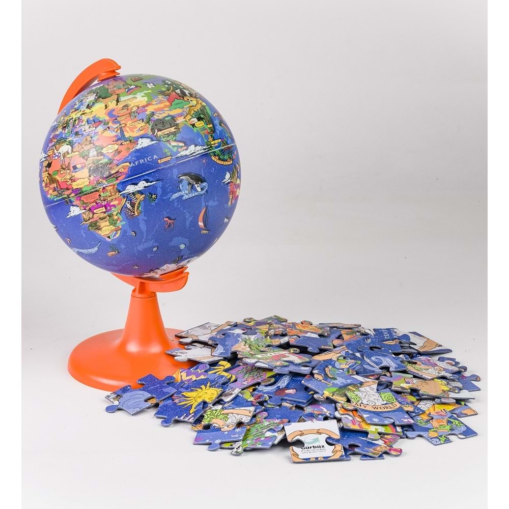 Gürbüz Kids My World Küre 15 cm + 100 Parça Puzzle
