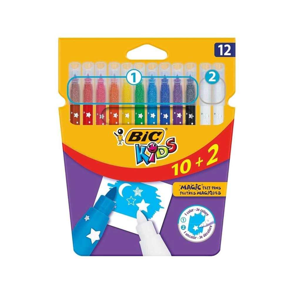 Bic Magic Silinebilir Keçeli Boya Kalemi 10+2 Silici