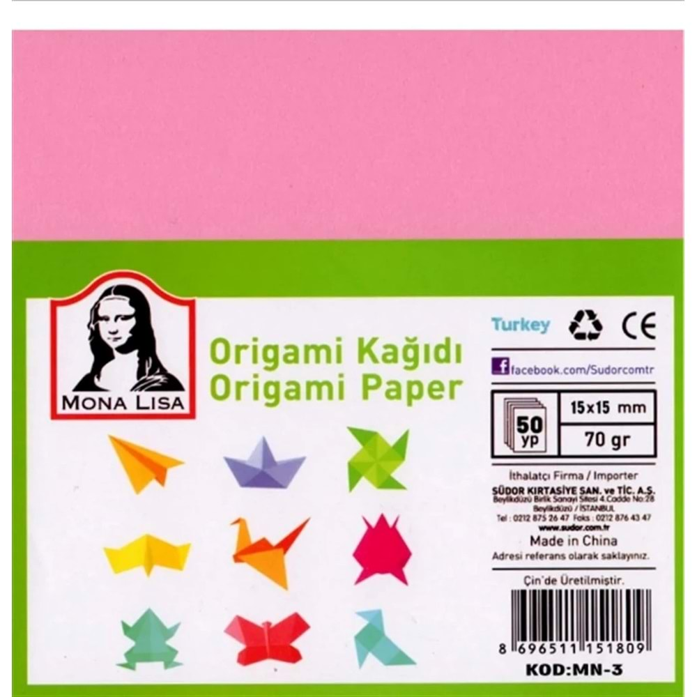 Monalisa Origami Kağıdı 14.8X14.8 70 Gr. 50 Yp.