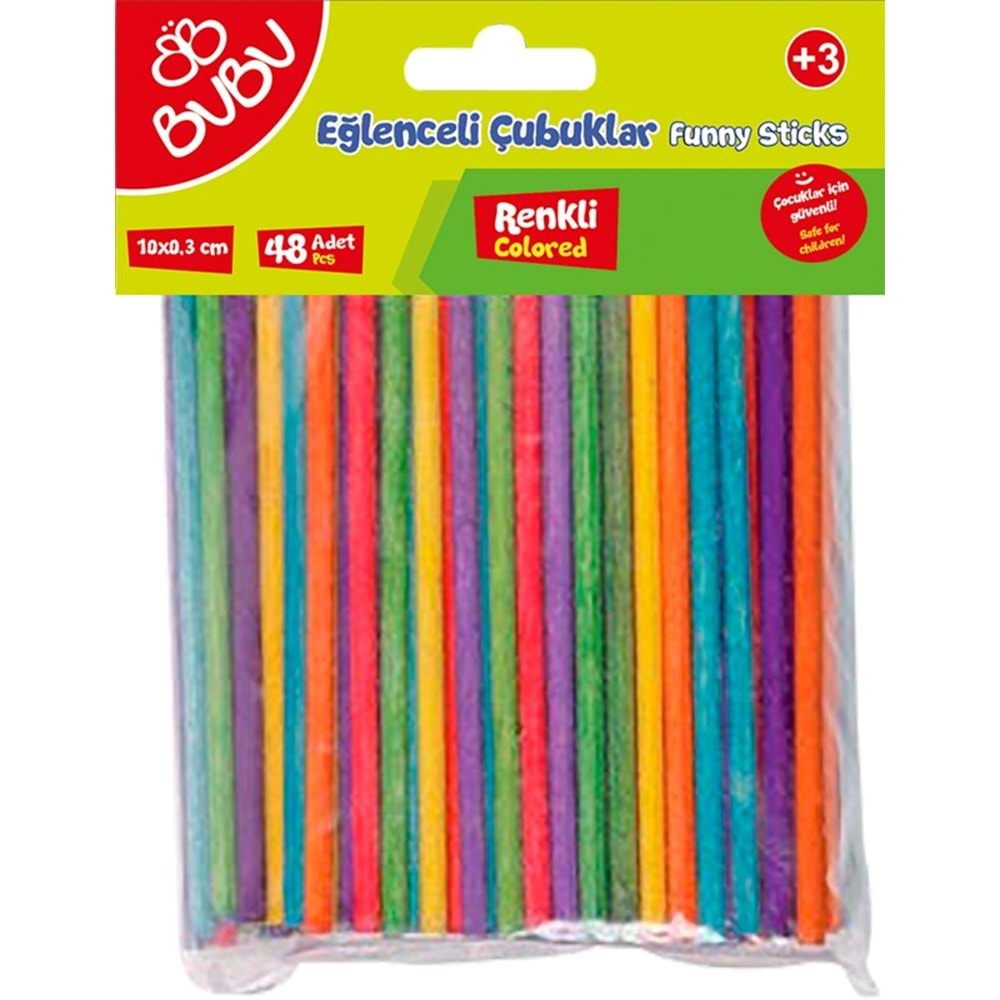 Bu-Bu Eğlenceli Çubuklar Renkli 10x0,3 cm 24 Lü