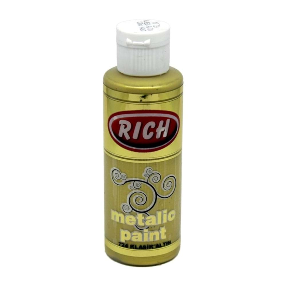 Rich Akrilik Boya Metalik 130 ml Klasik Altın 724