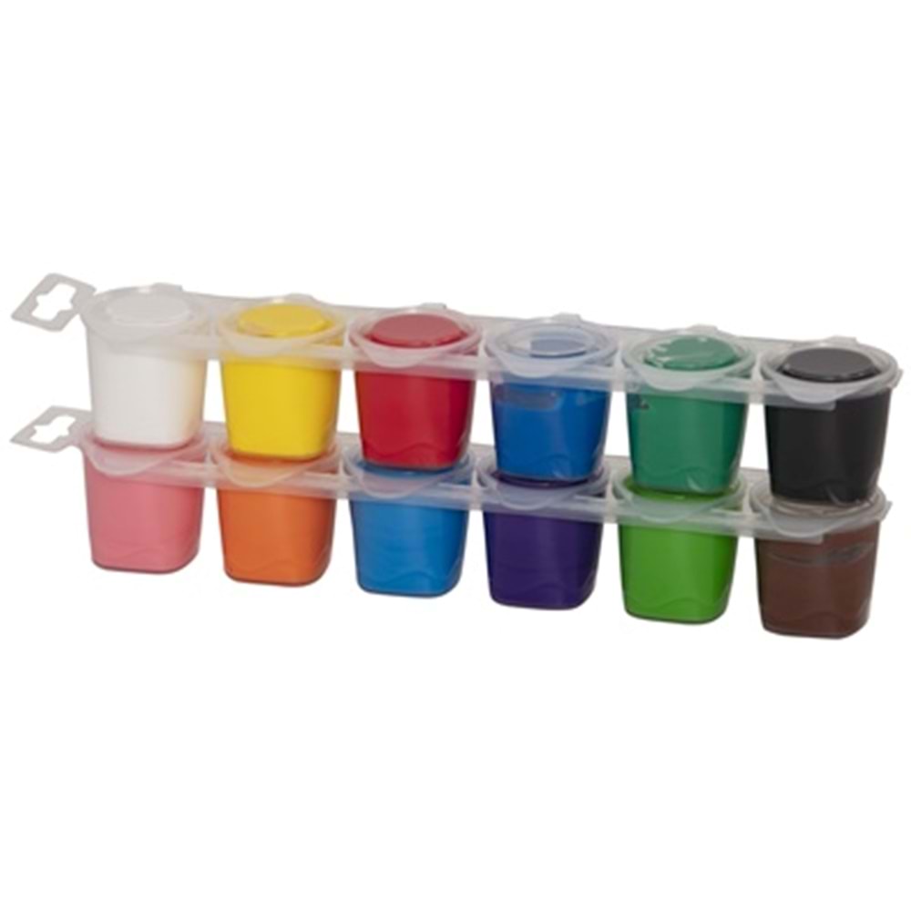 Bu-Bu Parmak Boya 12 Renk Birleşik Pot 20 ml.