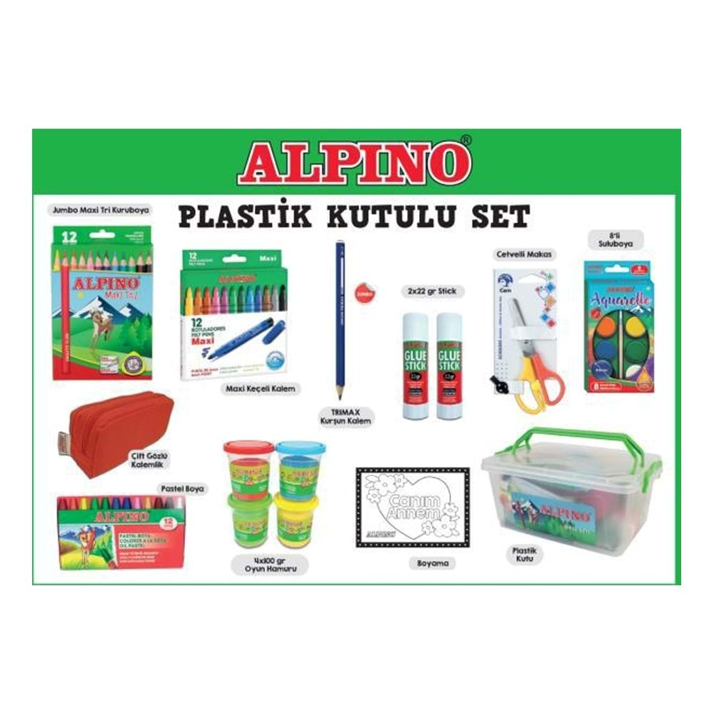 Alpino Okul Seti Plastik Kutu Maxi