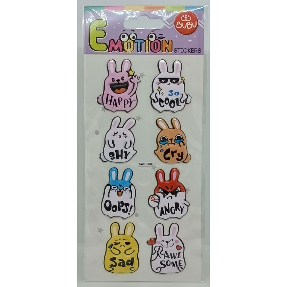 Bu-Bu Emotion Puffy Stickers Tavşan 9x21 SWP-1904