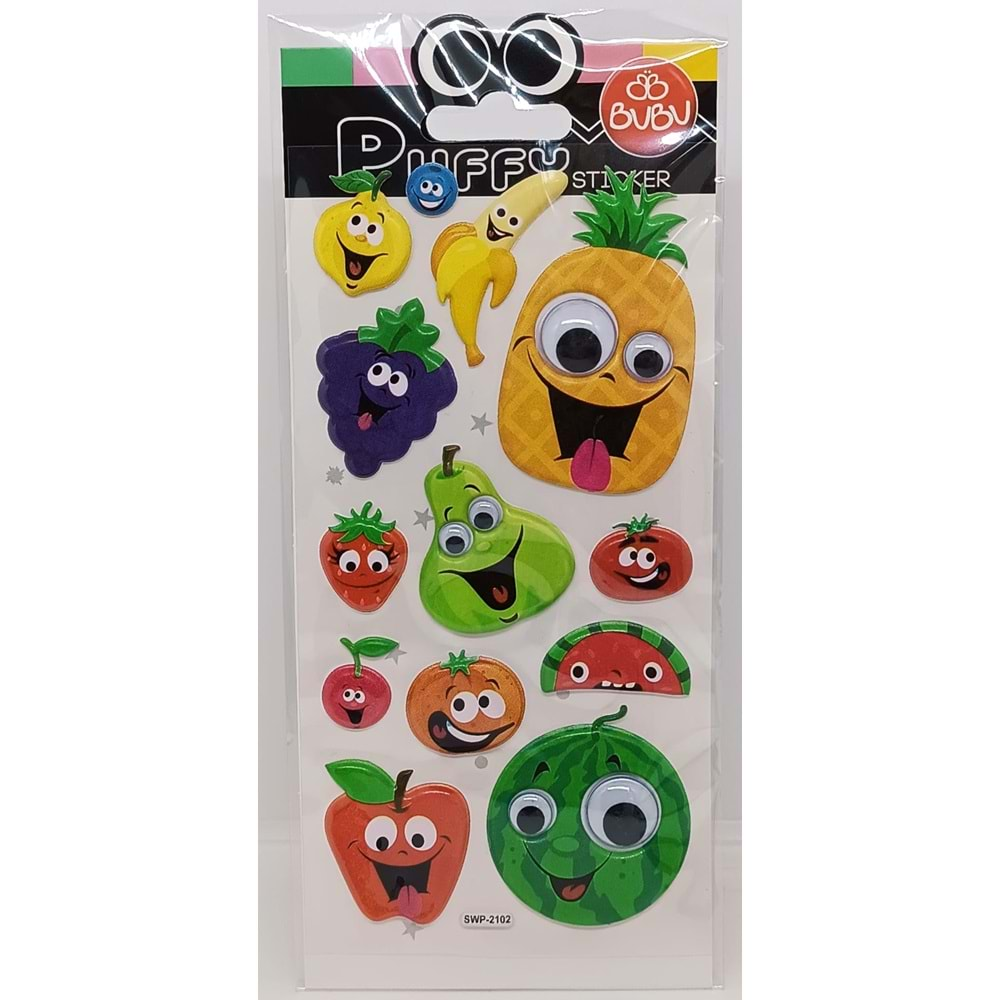 Bu-Bu Şaşkın Gözler Puffy Sticker Meyveler 9x21 SWP-2102