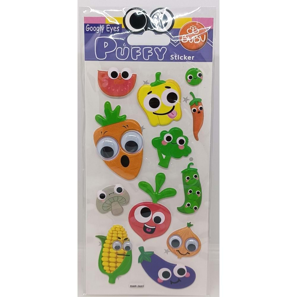 Bu-Bu Şaşkın Gözler Puffy Sticker Sebzeler 9x21 SWP-2603