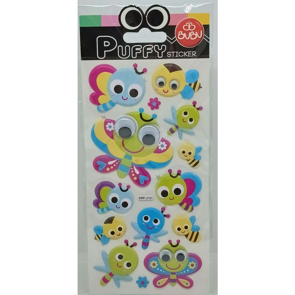 Bu-Bu Şaşkın Gözler Puffy Sticker Kanatlı Hayvanlar 9x21 SWP-2107