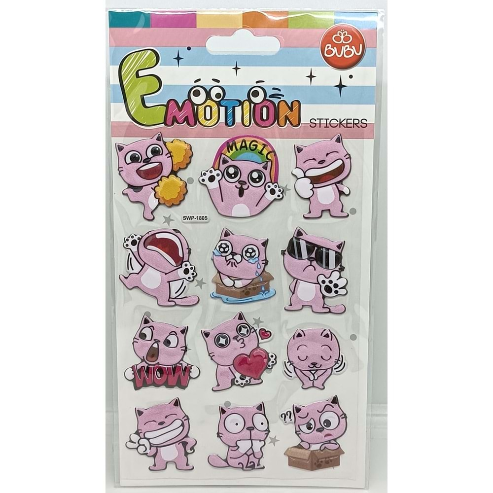 Bu-Bu Emotion Puffy Stickers Kediler 10,9x20,5 SWP-1805