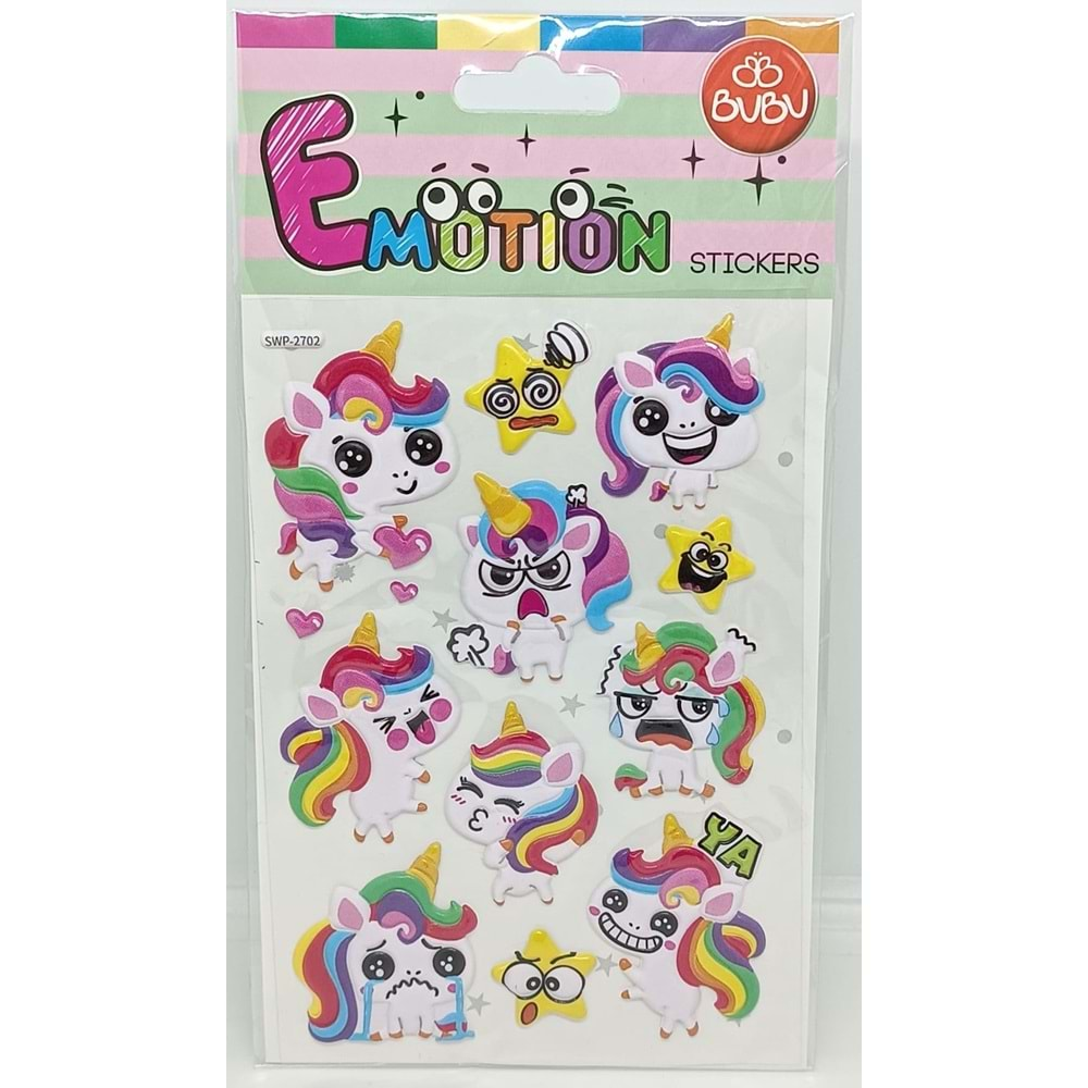 Bu-Bu Emotion Puffy Stickers Unicorn 10,9x20,5 SWP-2702