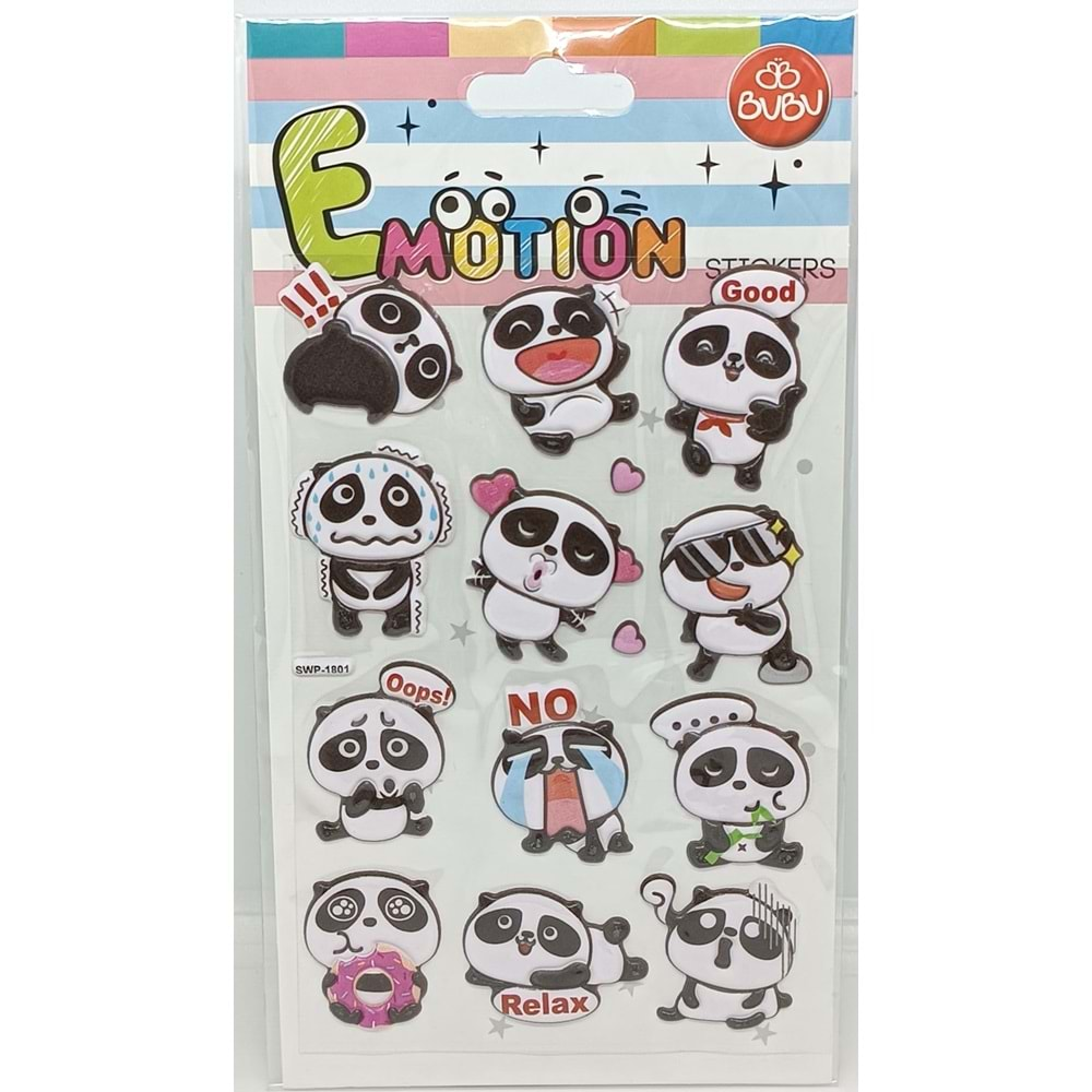 Bu-Bu Emotion Puffy Stickers Panda 10,9x20,5 SWP-1801