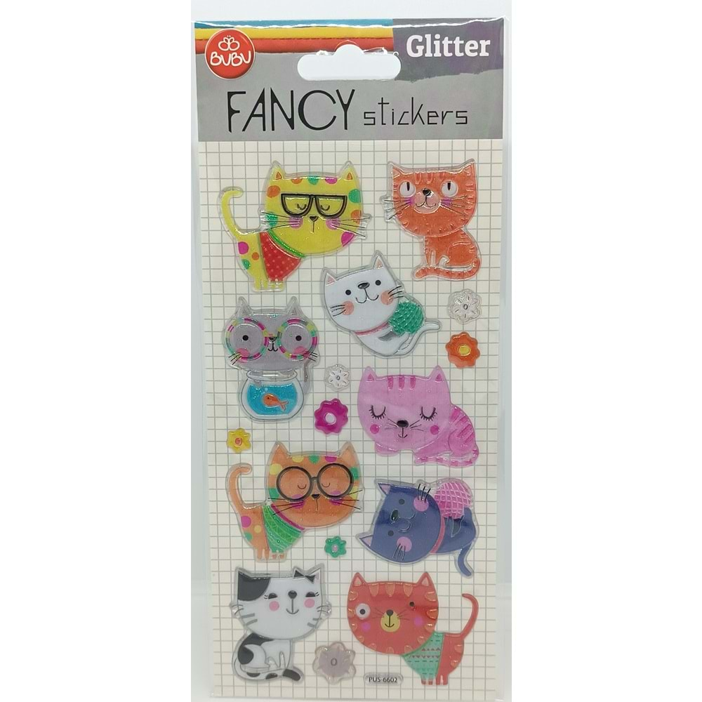 Bu-Bu Damla Stickers Glitter Kedi 9x20 PUS-6602