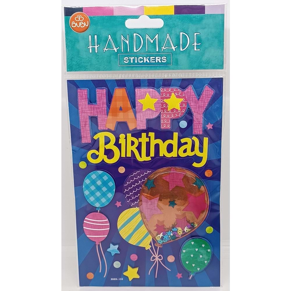 Bu-Bu Handmade Stickers Happy Birthday 12,5x23,5 HMSB-106