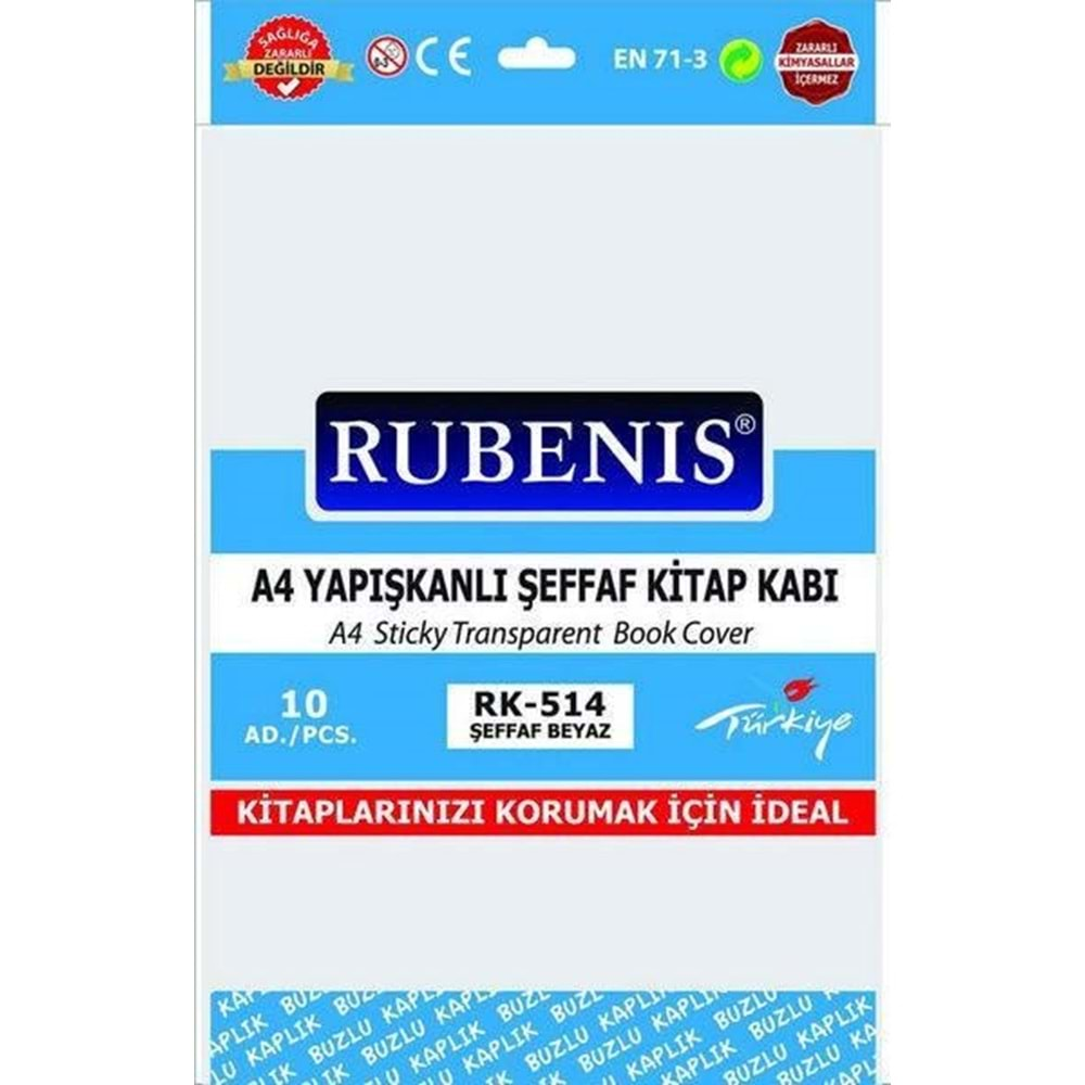 Rubenis A4 Yapışkanlı Buzlu Şeffaf Kitap Kabı Beyaz