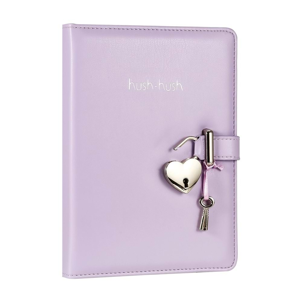 Victoria s Journals Hush Hush Kilitli Pastel Lila Defter Kutulu 80 gr. 160 yp. Çizgili