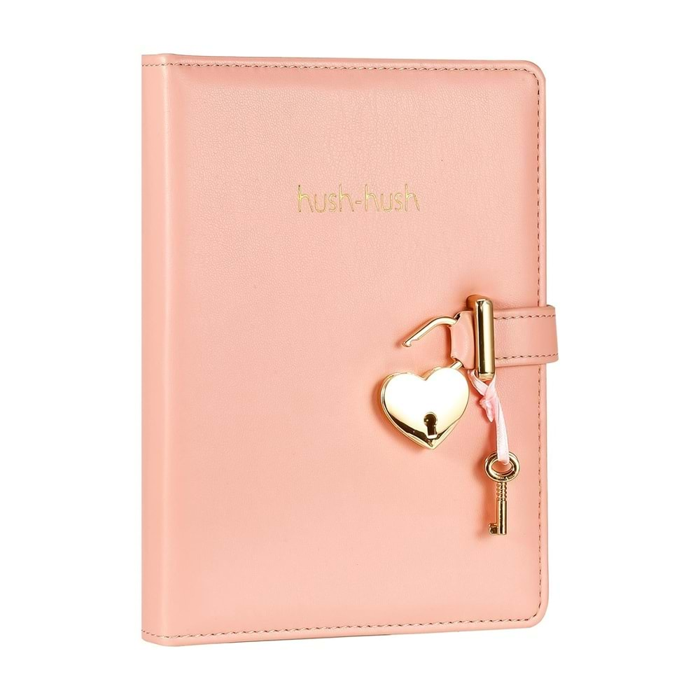 Victoria s Journals Hush Hush Kilitli Pastel Pembe Defter Kutulu 80 gr. 160 yp. Çizgili