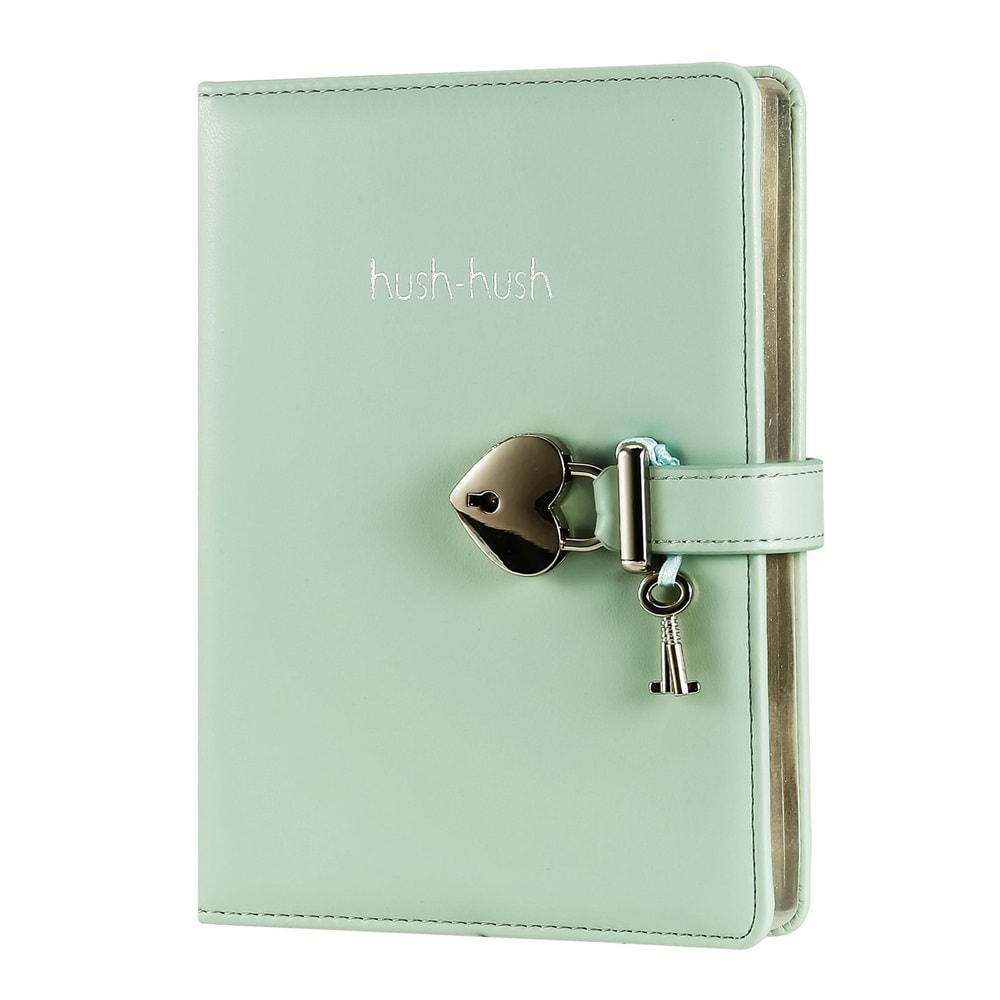 Victoria s Journals Hush Hush Kilitli Pastel Yeşil Defter Kutulu 80 gr. 160 yp. Çizgili