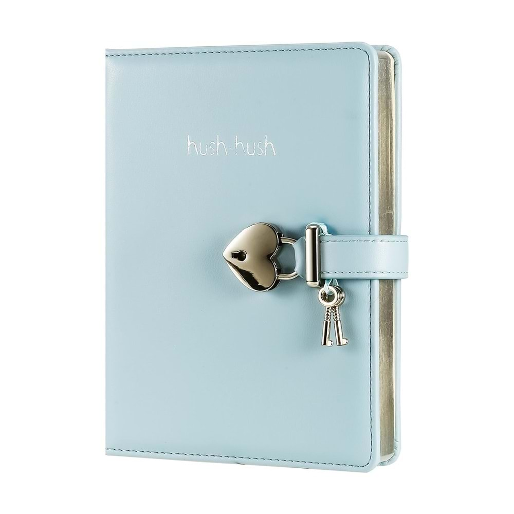 Victoria s Journals Hush Hush Kilitli Pastel Mavi Defter Kutulu 80 gr. 160 yp. Çizgili