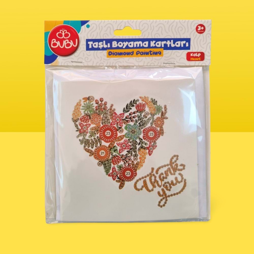 Taşlı Boyama Kartları Kalp