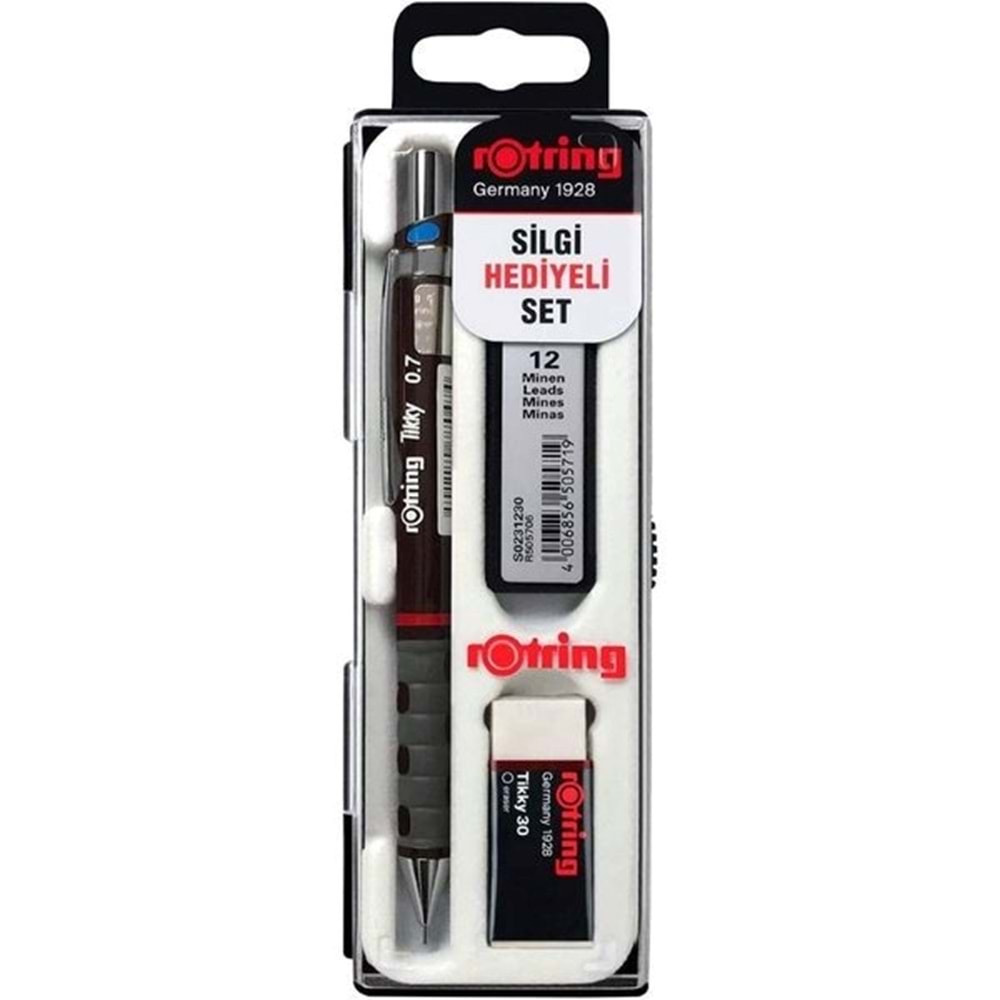 Rotring Tikky RD 0.7 mm Min Silgi Hediyeli Bordo Versatil Kalem