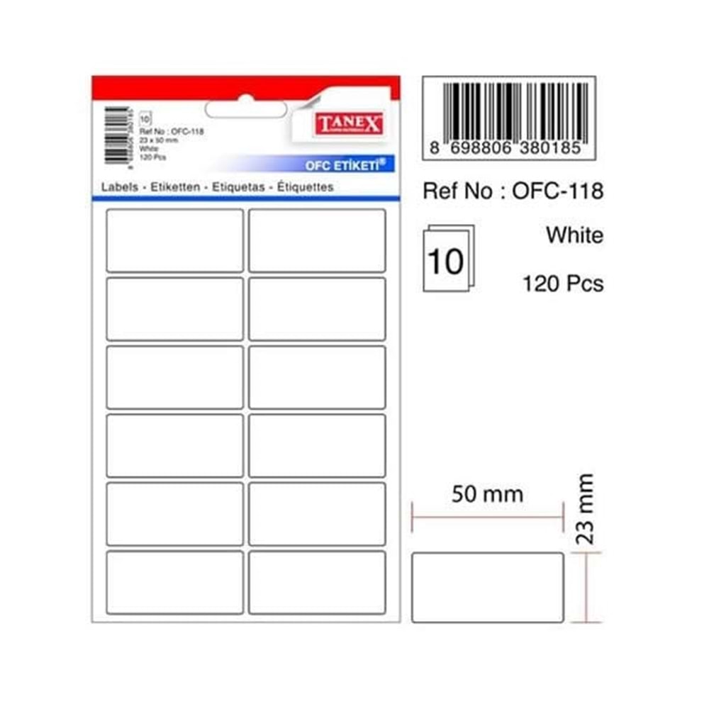 Tanex Ofc-118 Beyaz Ofis Etiketi 23x50 mm 120 Pcs
