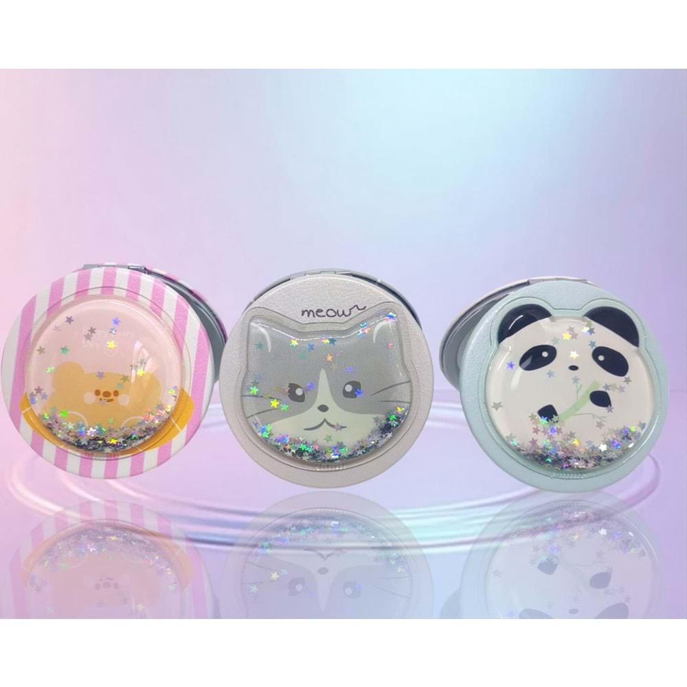 Gıpta Yuvarlak Ayna Kabartmalı Kapak Cute Pufi K9901