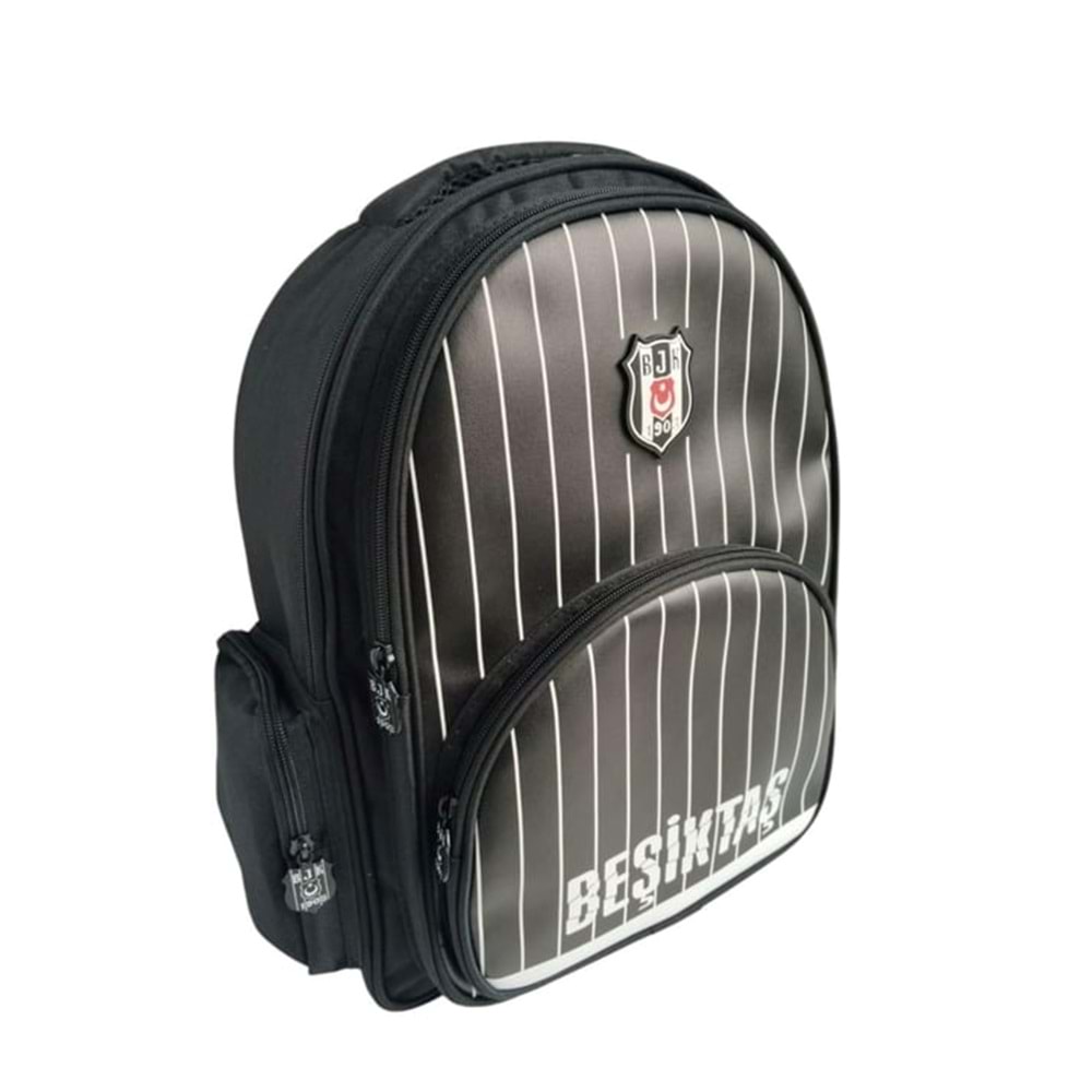 Me Çanta Beşiktaş İnce Çubuk Desenli Suni Deri Okul Çantası 25352
