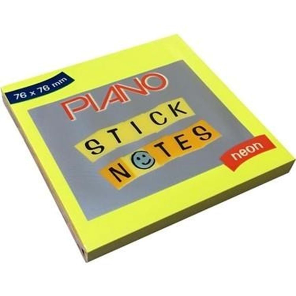 Piano Neon Mix Renk Yapışkanlı Not Kağıdı 76x76 mm